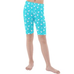 Hearts And Star Dot Blue Kids  Mid Length Swim Shorts by snowwhitegirl