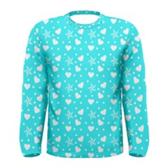 Hearts And Star Dot Blue Men s Long Sleeve Tee by snowwhitegirl