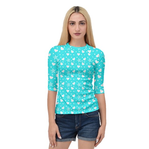 Hearts And Star Dot Blue Quarter Sleeve Raglan Tee by snowwhitegirl