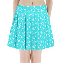 Hearts And Star Dot Blue Pleated Mini Skirt by snowwhitegirl