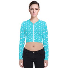 Hearts And Star Dot Blue Zip Up Bomber Jacket by snowwhitegirl