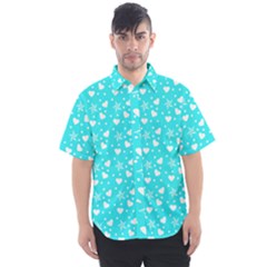 Hearts And Star Dot Blue Men s Short Sleeve Shirt