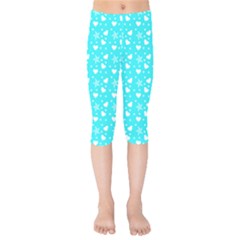 Hearts And Star Dot Blue Kids  Capri Leggings  by snowwhitegirl