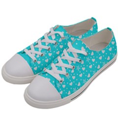 Hearts And Star Dot Blue Women s Low Top Canvas Sneakers