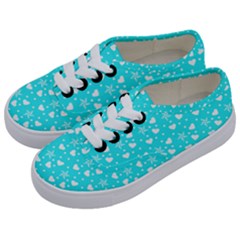 Hearts And Star Dot Blue Kids  Classic Low Top Sneakers