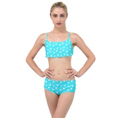 Hearts And Star Dot Blue Layered Top Bikini Set