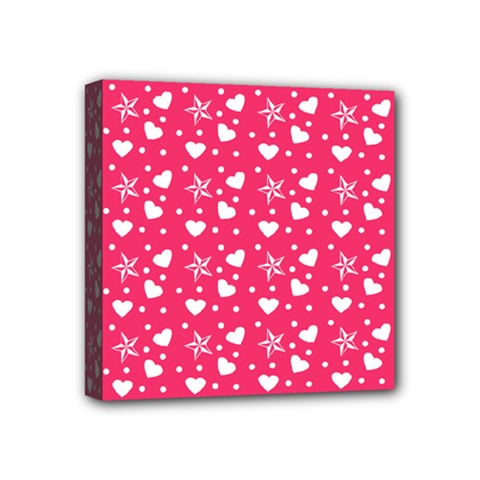 Hearts And Star Dot Pink Mini Canvas 4  X 4  by snowwhitegirl