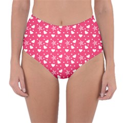 Hearts And Star Dot Pink Reversible High-waist Bikini Bottoms by snowwhitegirl