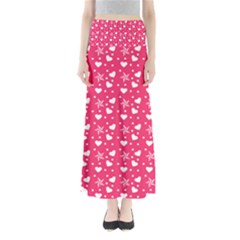 Hearts And Star Dot Pink Full Length Maxi Skirt by snowwhitegirl