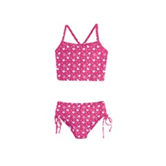 Hearts And Star Dot Pink Girls  Tankini Swimsuit by snowwhitegirl