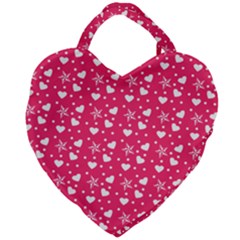 Hearts And Star Dot Pink Giant Heart Shaped Tote by snowwhitegirl