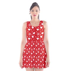 Hearts And Star Dot Red Scoop Neck Skater Dress by snowwhitegirl