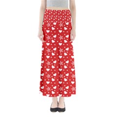 Hearts And Star Dot Red Full Length Maxi Skirt by snowwhitegirl