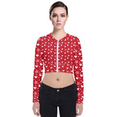 Hearts And Star Dot Red Zip Up Bomber Jacket