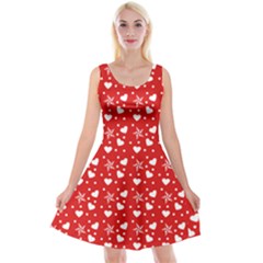 Hearts And Star Dot Red Reversible Velvet Sleeveless Dress