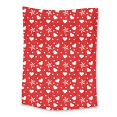 Hearts And Star Dot Red Medium Tapestry