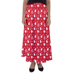 Hearts And Star Dot Red Flared Maxi Skirt by snowwhitegirl