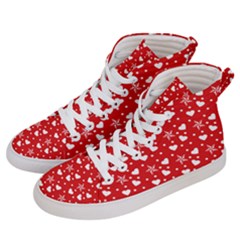 Hearts And Star Dot Red Men s Hi-top Skate Sneakers by snowwhitegirl