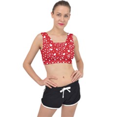 Hearts And Star Dot Red V-back Sports Bra