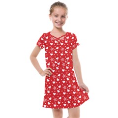 Hearts And Star Dot Red Kids  Cross Web Dress