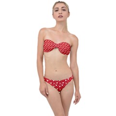 Hearts And Star Dot Red Classic Bandeau Bikini Set