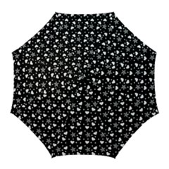 Hearts And Star Dot Black Golf Umbrellas by snowwhitegirl