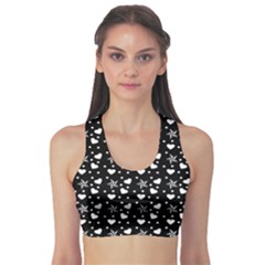 Hearts And Star Dot Black Sports Bra by snowwhitegirl