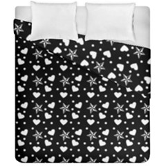 Hearts And Star Dot Black Duvet Cover Double Side (california King Size) by snowwhitegirl