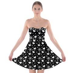 Hearts And Star Dot Black Strapless Bra Top Dress by snowwhitegirl