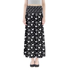 Hearts And Star Dot Black Full Length Maxi Skirt by snowwhitegirl