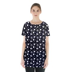 Hearts And Star Dot Black Skirt Hem Sports Top by snowwhitegirl