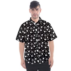 Hearts And Star Dot Black Men s Short Sleeve Shirt