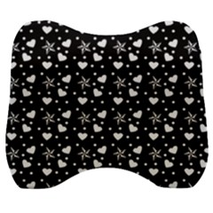 Hearts And Star Dot Black Velour Head Support Cushion