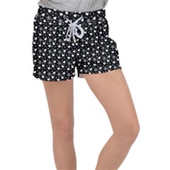 Hearts And Star Dot Black Women s Velour Lounge Shorts