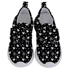 Hearts And Star Dot Black Velcro Strap Shoes