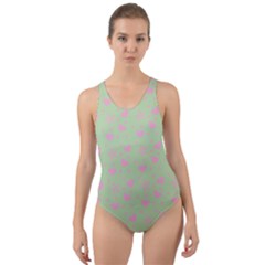 Hearts And Star Dot Green Cut-out Back One Piece Swimsuit