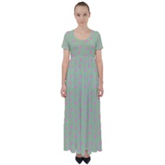 Hearts And Star Dot Green High Waist Short Sleeve Maxi Dress