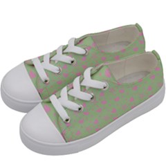 Hearts And Star Dot Green Kids  Low Top Canvas Sneakers by snowwhitegirl