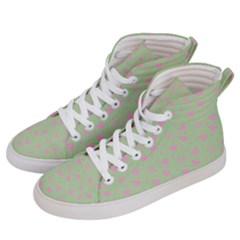 Hearts And Star Dot Green Men s Hi-top Skate Sneakers