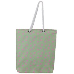 Hearts And Star Dot Green Full Print Rope Handle Tote (large) by snowwhitegirl