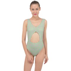 Hearts And Star Dot Green Center Cut Out Swimsuit