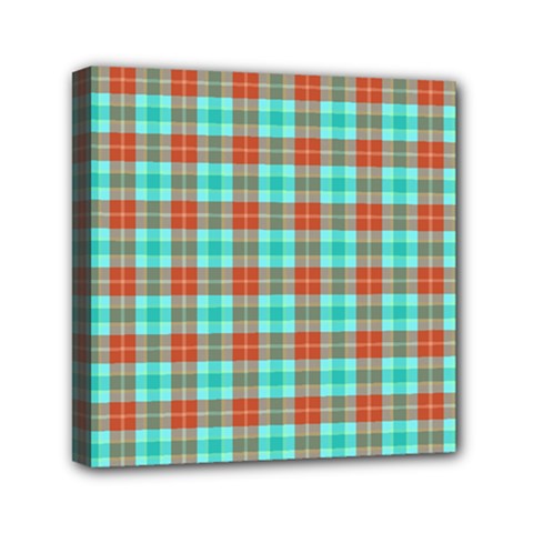 Aqua Orange Plaid Mini Canvas 6  X 6  by snowwhitegirl