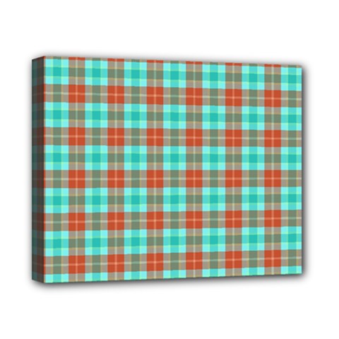 Aqua Orange Plaid Canvas 10  X 8  by snowwhitegirl