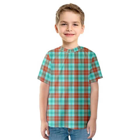 Aqua Orange Plaid Kids  Sport Mesh Tee by snowwhitegirl