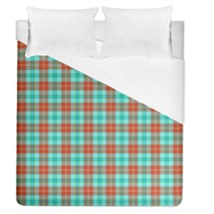 Aqua Orange Plaid Duvet Cover (queen Size) by snowwhitegirl