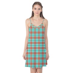 Aqua Orange Plaid Camis Nightgown by snowwhitegirl