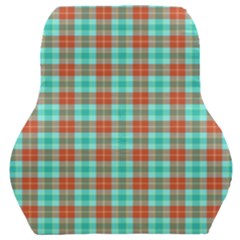 Aqua Orange Plaid Car Seat Back Cushion 