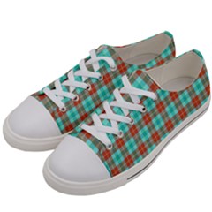 Aqua Orange Plaid Women s Low Top Canvas Sneakers by snowwhitegirl