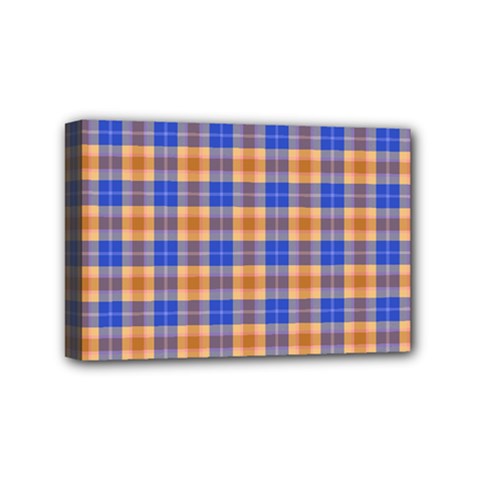 Orange Blue Plaid Mini Canvas 6  X 4  by snowwhitegirl