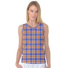 Orange Blue Plaid Women s Basketball Tank Top by snowwhitegirl